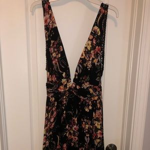 Deep V-neck, backless Floral Sundress